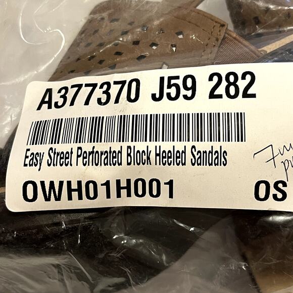 Easy Street Perforated Block Heeled Sandals Charleigh Dark Tan 7M - Picture 4 of 9